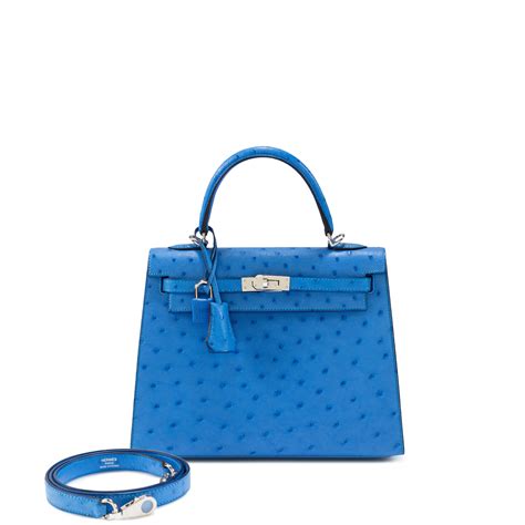 hermes ostrich bleuet|HERMES Ostrich Kelly Sellier 25 Bleuet .